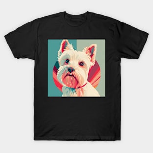 70s West Highland White Terrier Vibes: Pastel Pup Parade T-Shirt